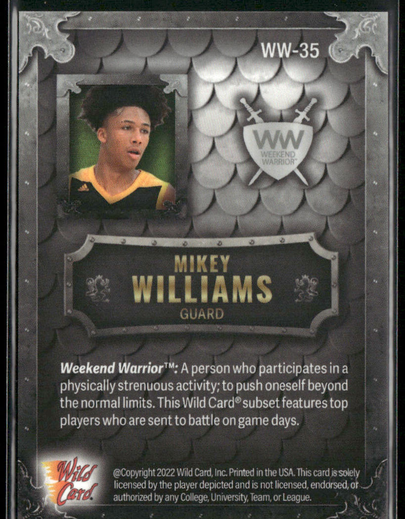 Mikey Williams 2022 Wild Card Matte Weekend Warrior Silver/White/Green #WW-35
