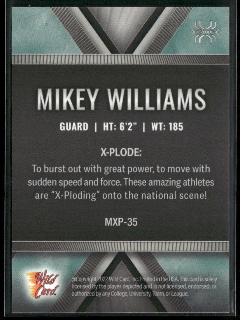 Mikey Williams 2022 Wild Card Matte X-Plode White/Blue X #MXP-35