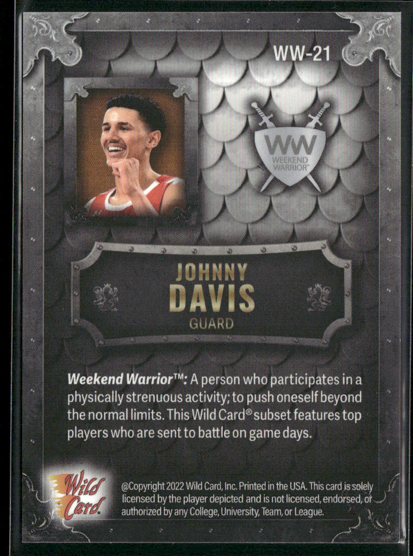 Johnny Davis 2022 Wild Card Matte Weekend Warrior Silver/White/Orange #WW-21