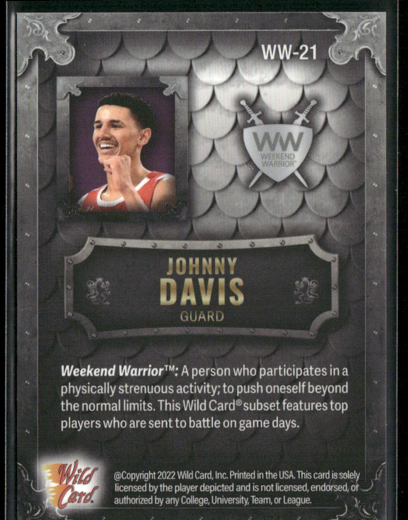 Johnny Davis 2022 Wild Card Matte Weekend Warrior Silver/White/Purple #WW-21