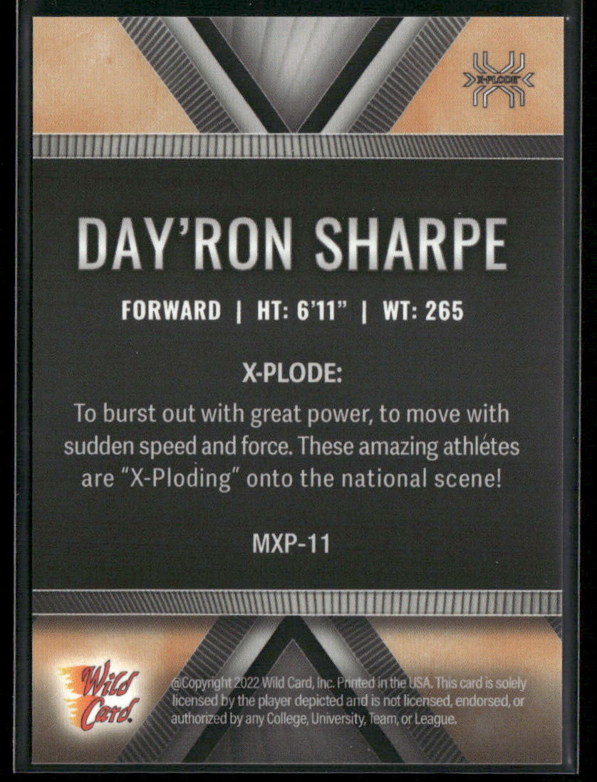 Day'Ron Sharpe 2022 Wild Card Matte X-Plode White/Orange #MXP-11