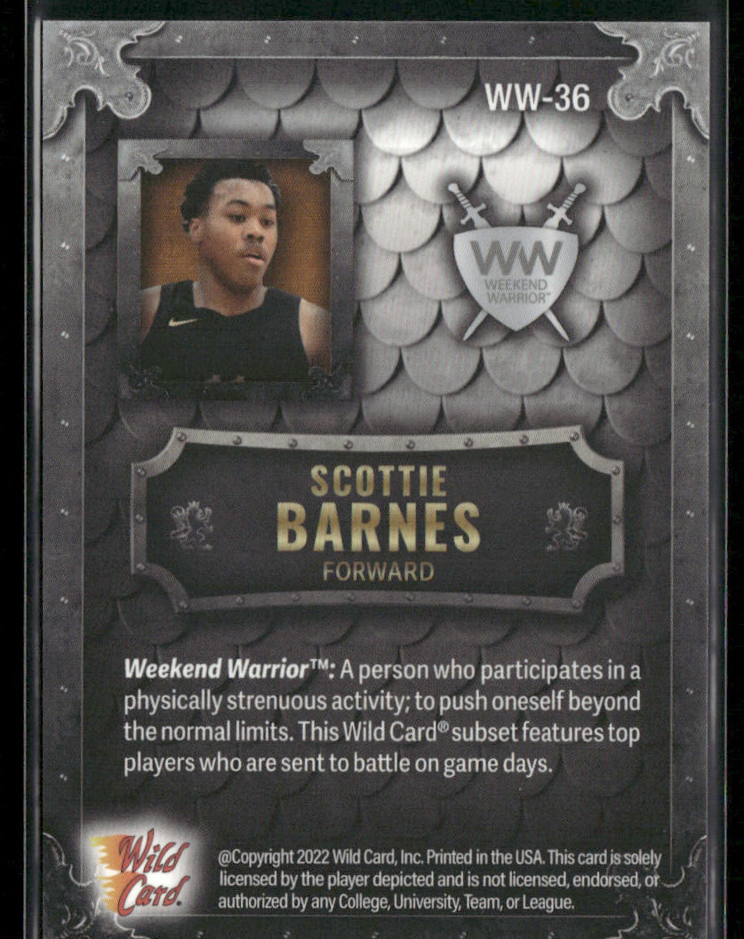 Scottie Barnes 2022 Wild Card Matte Weekend Warrior Silver/White/Orange #WW-36