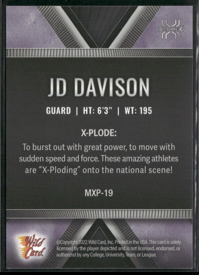 JD Davison 2022 Wild Card Matte X-Plode Black/Purple X #MXP-19