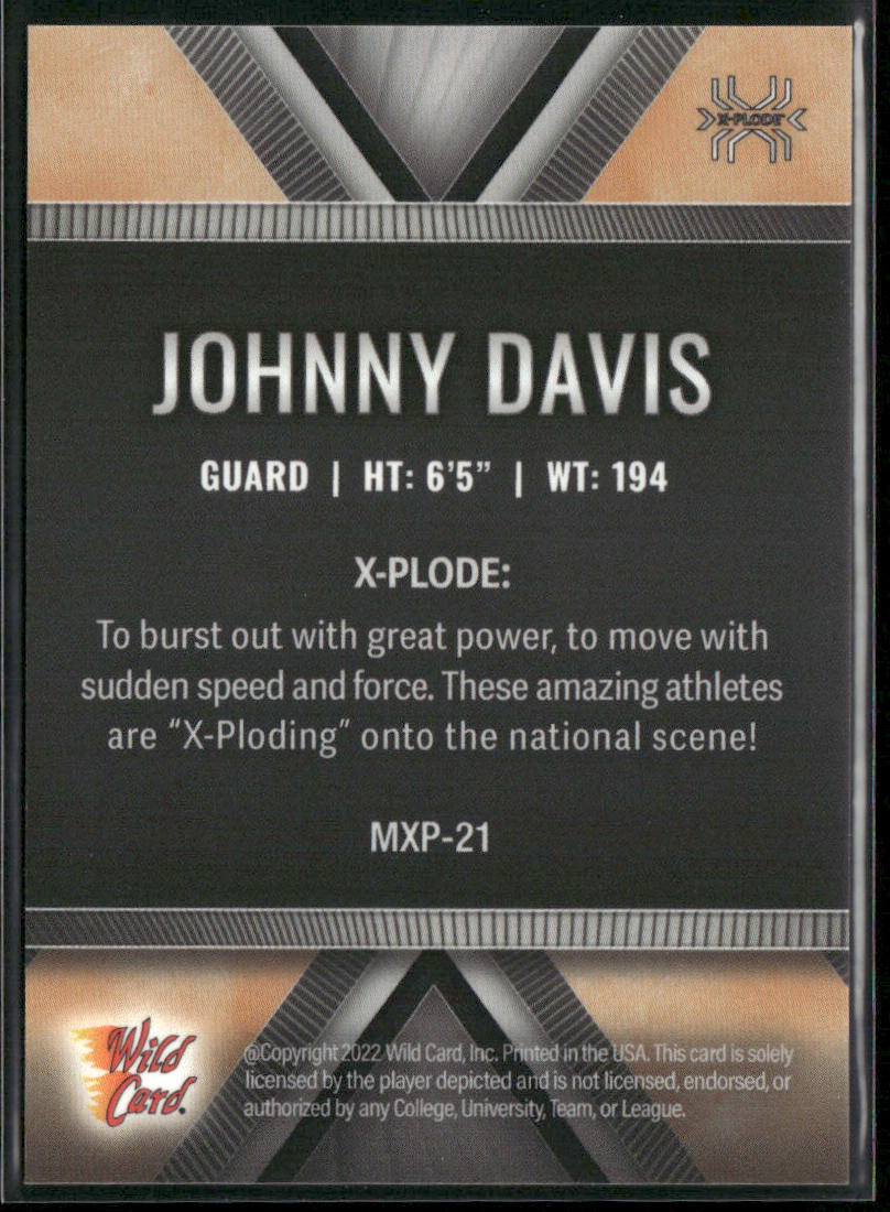 Johnny Davis 2022 Wild Card Matte X-Plode White/Orange X #MXP-21