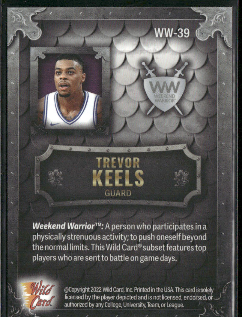 Trevor Keels 2022 Wild Card Matte Weekend Warrior Silver/White/Purple