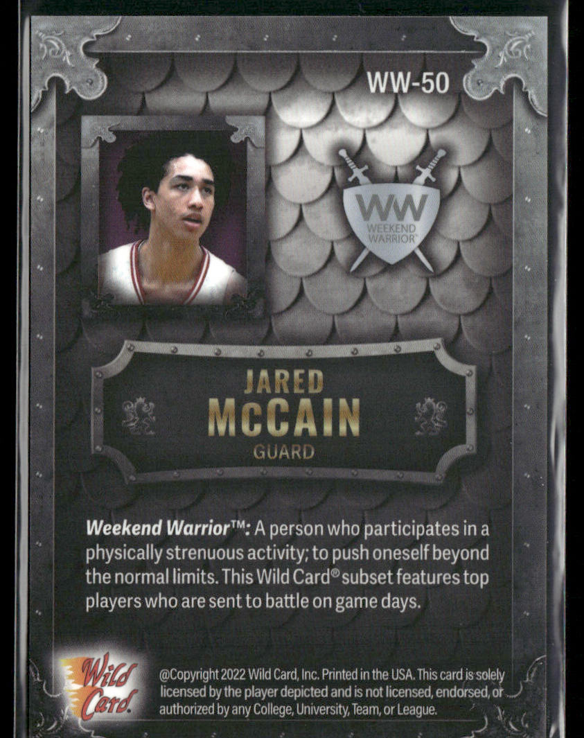 Jared McCain 2022 Wild Card Matte Weekend Warrior Silver/White/Purple #WW-50
