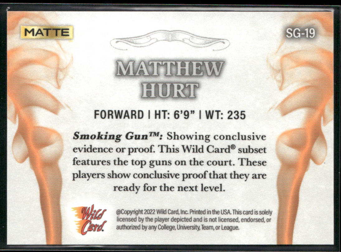 Matthew Hurt 2022 Wild Card Matte Smoking Guns White/Orange #SG-19