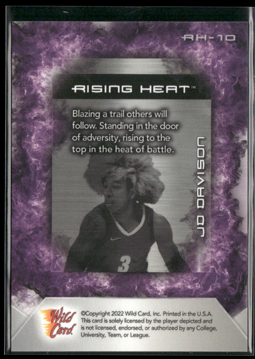 JD Davison 2022 Wild Card Matte Rising Heat White/Purple #RH-10 Crimson Tide