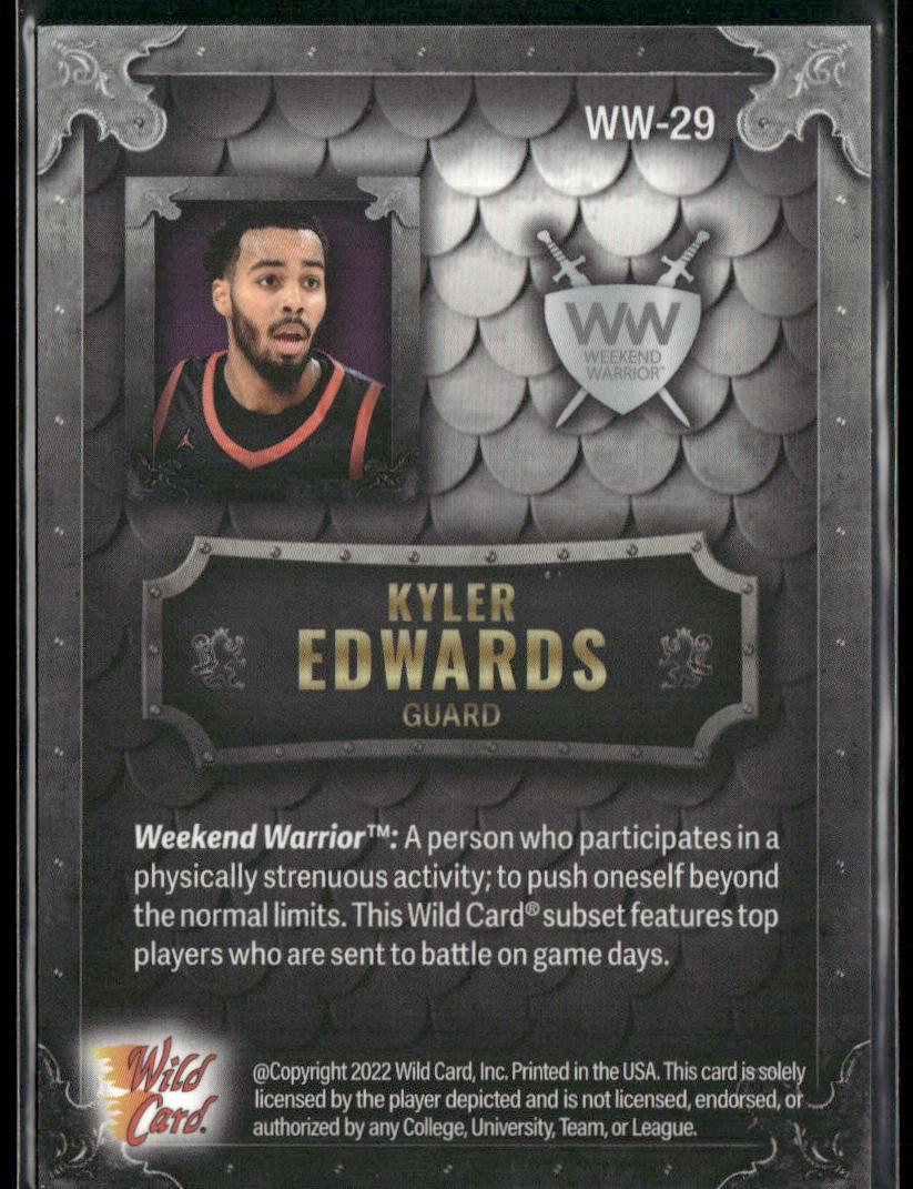 Kyler Edwards 2022 Wild Card Matte Weekend Warrior Silver/White/Purple #WW-29