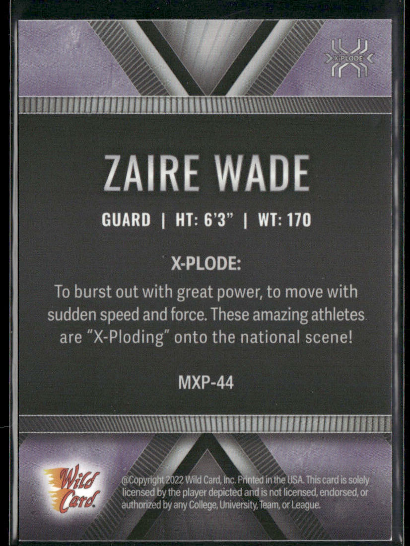 Zaire Wade 2022 Wild Card Matte X-Plode White/Purple X #MXP-44