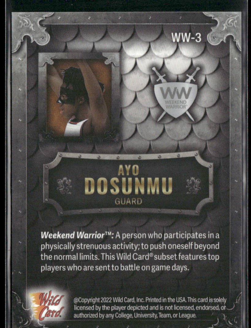 Ayo Dosunmu 2022 Wild Card Matte Weekend Warrior Silver/White/Orange #WW-3
