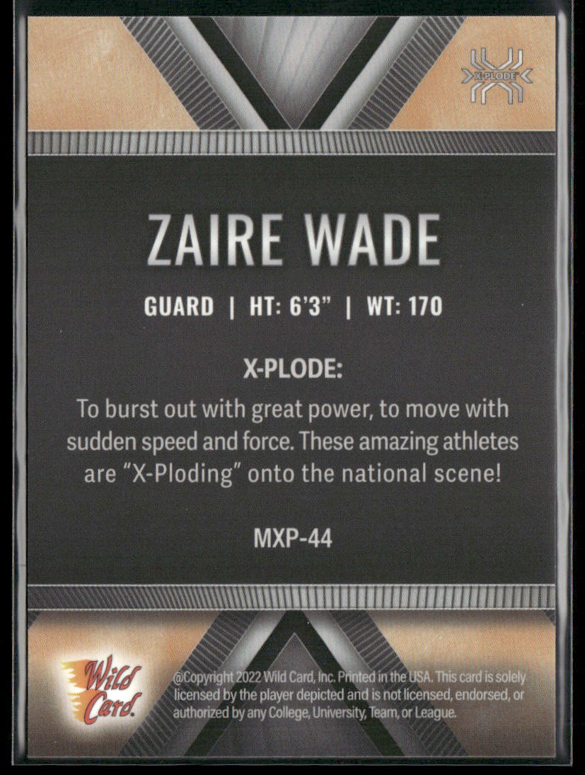 Zaire Wade 2022 Wild Card Matte X-Plode White/Orange X #MXP-44