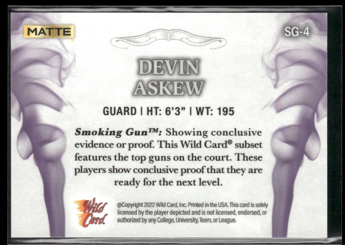 Devin Askew 2022 Wild Card Matte Smoking Guns White/Purple #SG-4