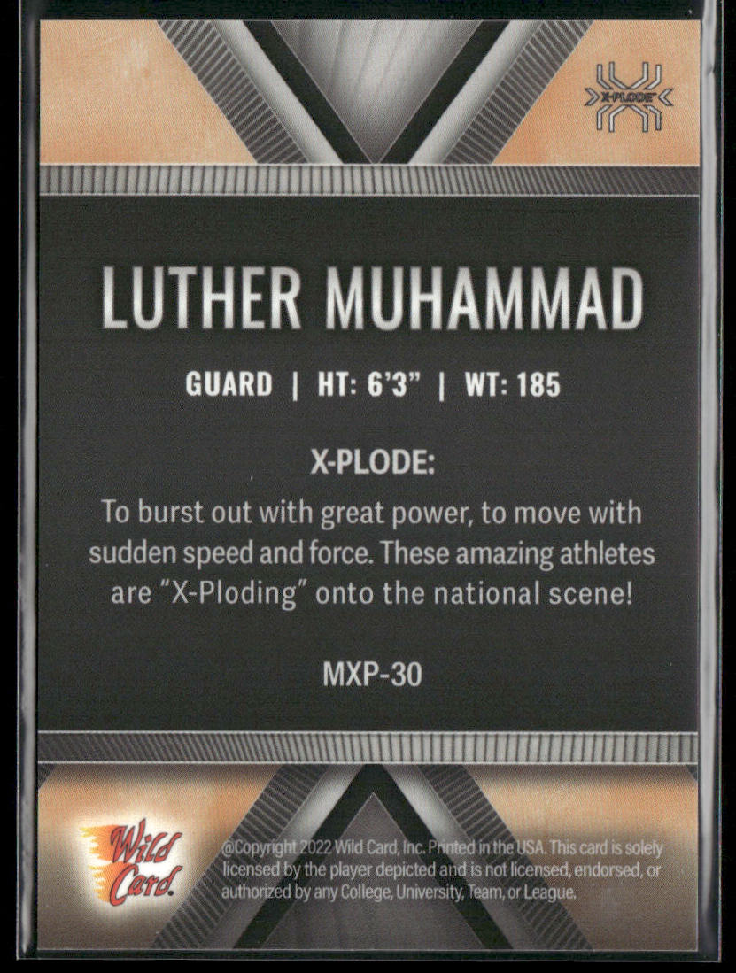 Luther Muhammad 2022 Wild Card Matte X-Plode White/Orange X #MXP-30