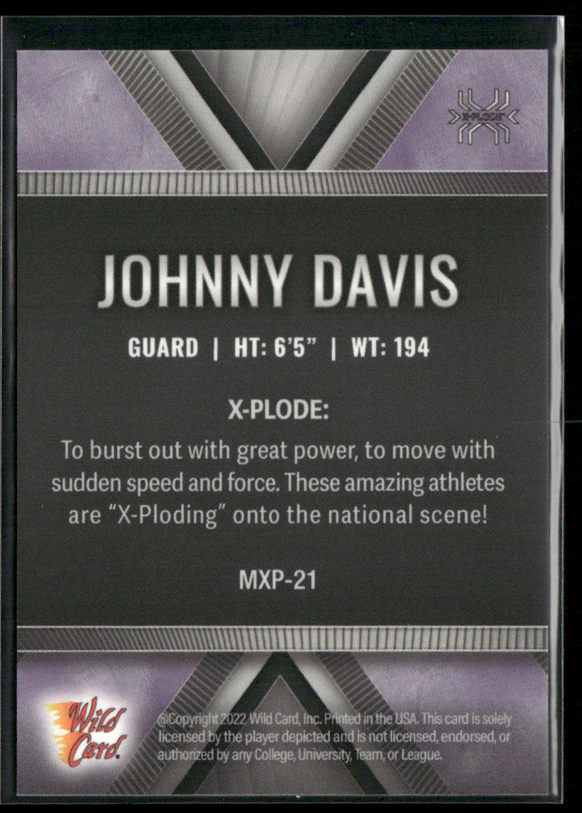 Johnny Davis 2022 Wild Card Matte X-Plode White/Purple X #MXP-21