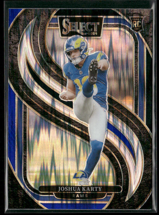 Joshua Karty 2024 Panini Select Black & Blue Prizm Shock #164 RC Rams