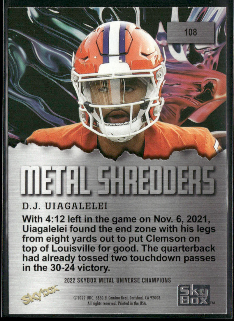 D.J. Uiagalelei 2022 SkyBox Metal Universe Champions Spectrum #108