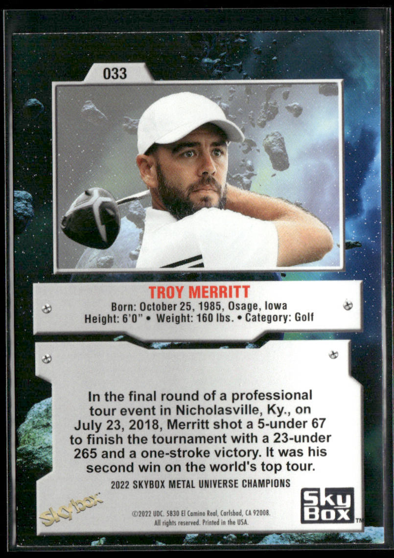 Troy Merritt 2022 SkyBox Metal Universe Champions #033 back