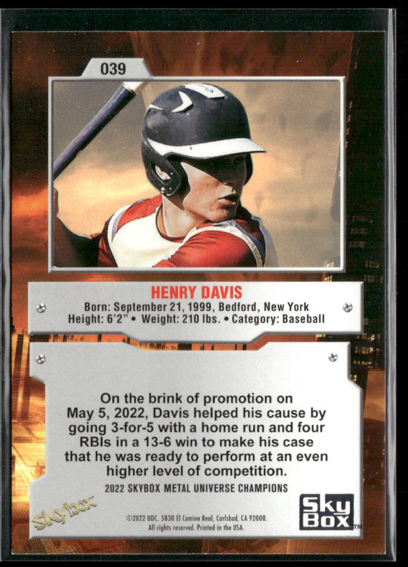 Henry Davis 2022 SkyBox Metal Universe Champions Aqua #039