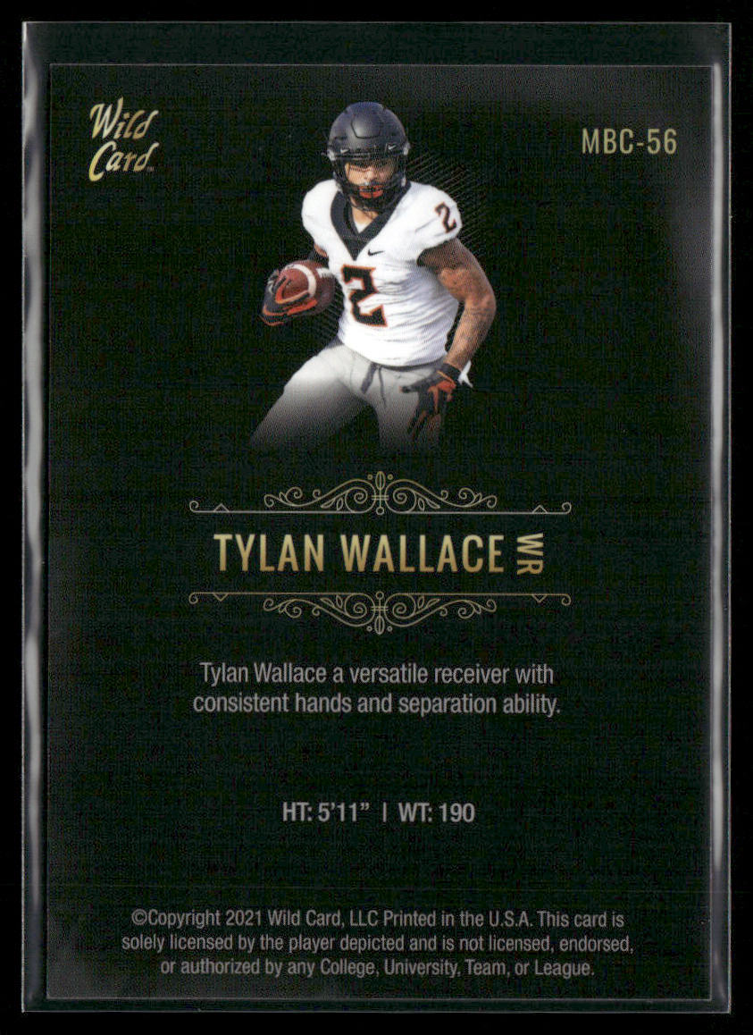 Tylan Wallace 2021 Wild Card Matte White Black #MBC-56 Oklahoma State Cowboys