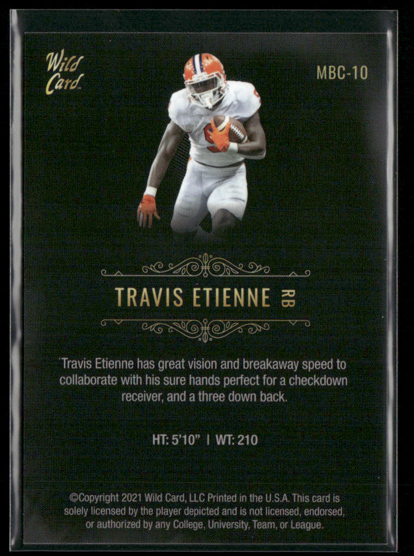 Travis Etienne 2021 Wild Card Matte White Black #MBC-10 Clemson Tigers