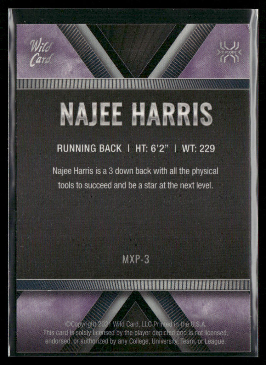Najee Harris 2021 Wild Card Matte X-plode Purple/Black Matte in Gold #MXP-3