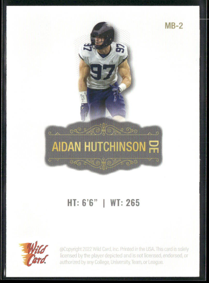 Aidan Hutchinson 2022 Wild Card Matte White #MB-2 Michigan Wolverines