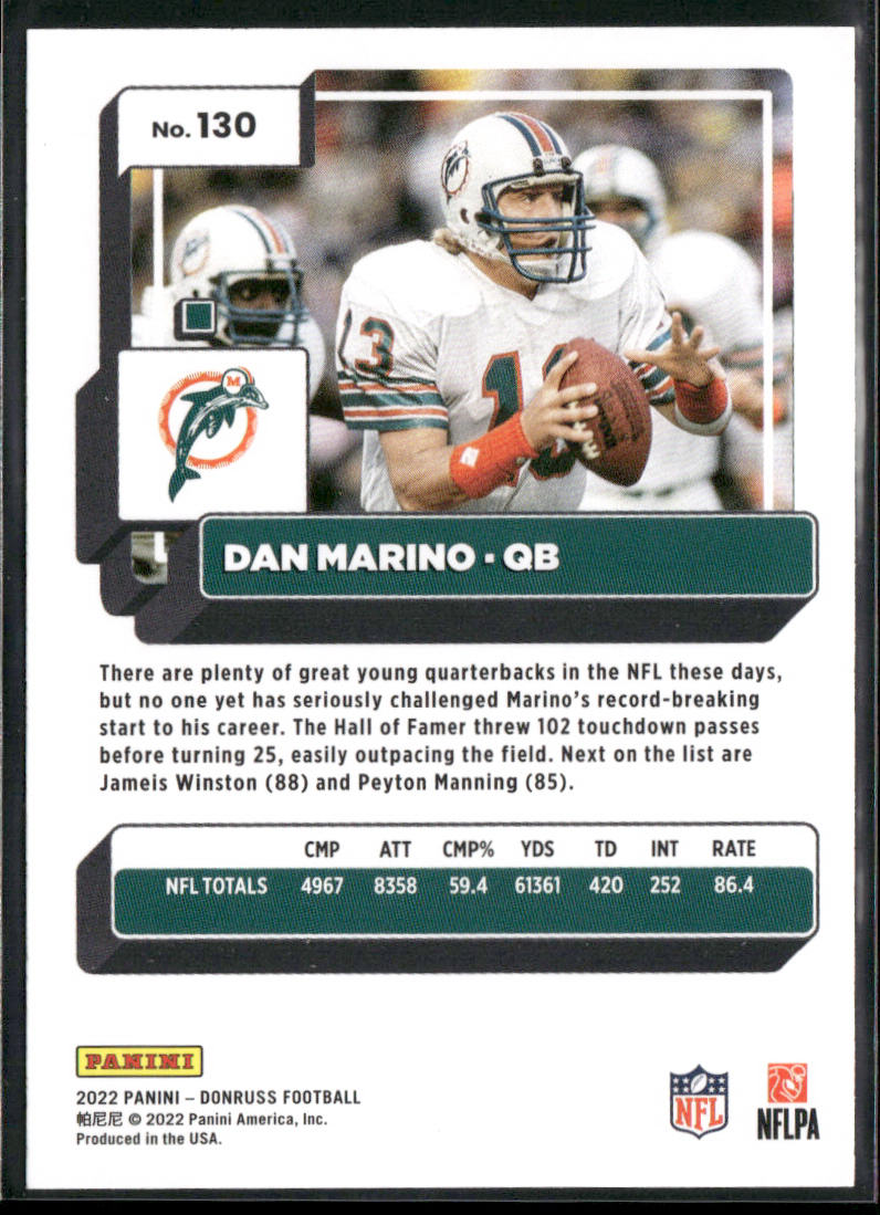 Dan Marino 2022 Donruss #130 Miami Dolphins back