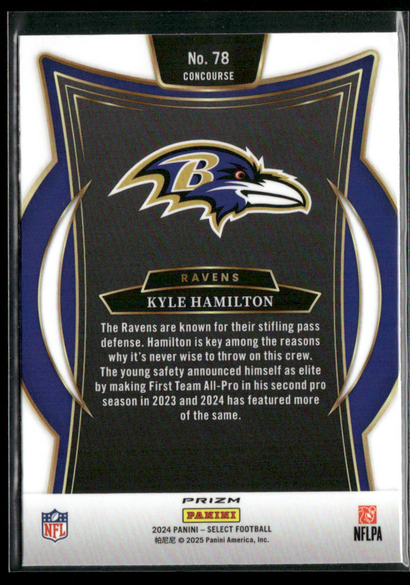 Kyle Hamilton 2024 Panini Select Black & Blue Prizm Shock #78 Baltimore Ravens