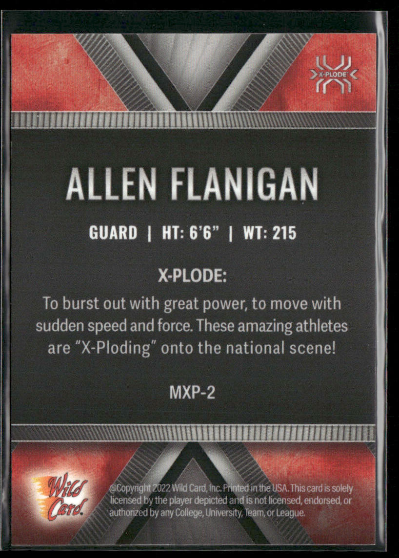 Allen Flanigan 2022 Wild Card Matte X-Plode White/Red X #MXP-2 SN back