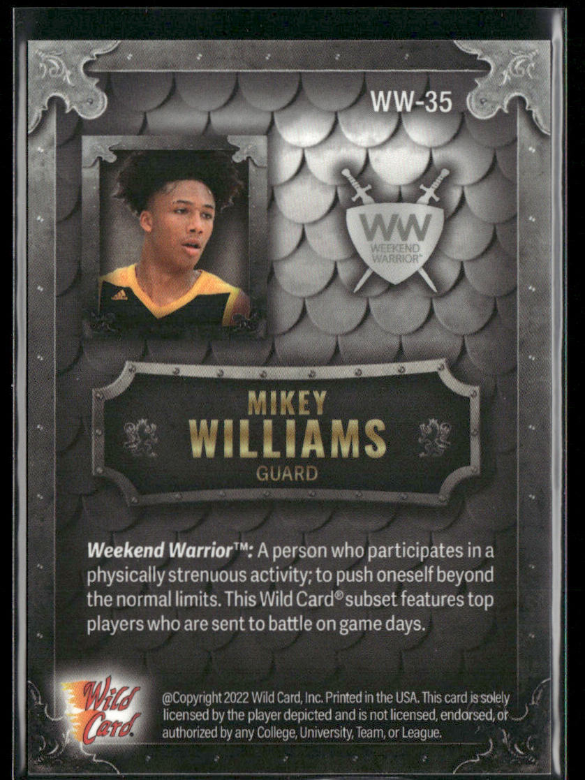 Mikey Williams 2022 Wild Card Matte Weekend Warrior #WW-35 SN