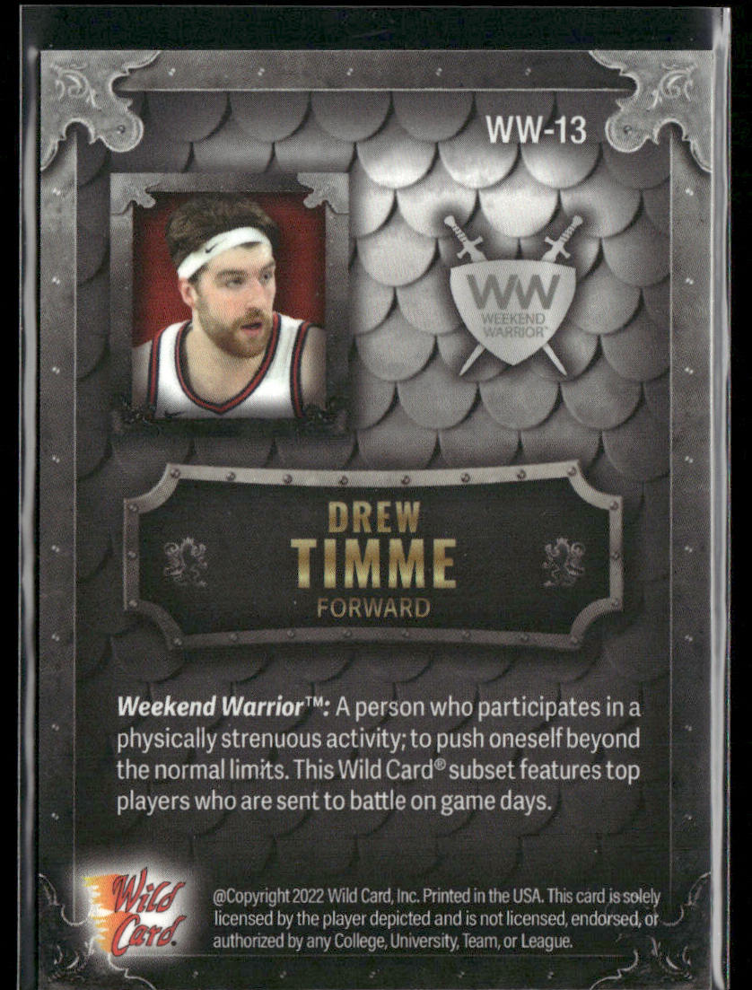Drew Timme 2022 Wild Card Matte Weekend Warrior Silver/White/Red #WW-13 SN