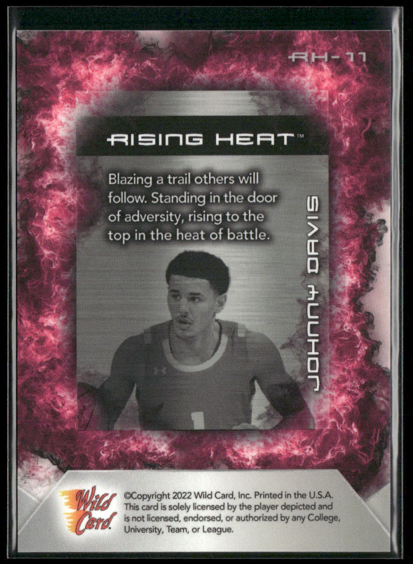 Johnny Davis 2022 Wild Card Matte Rising Heat White/Pink #RH-11 SN Badgers
