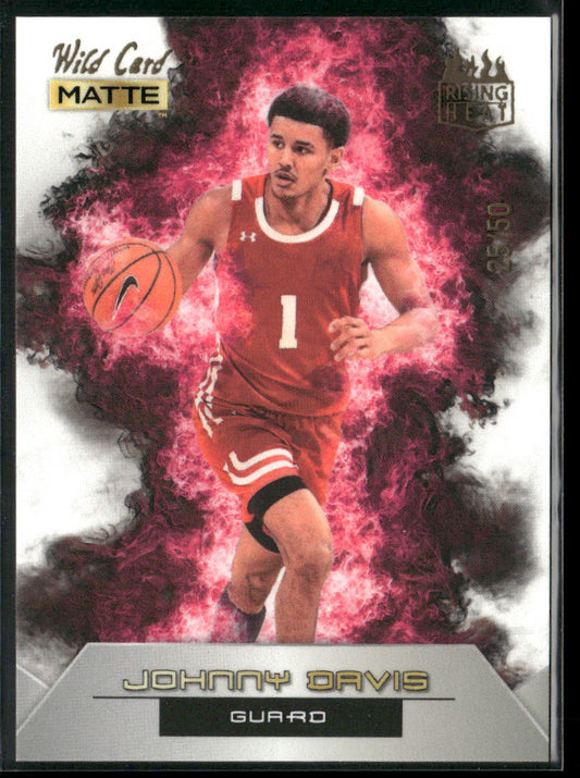 Johnny Davis 2022 Wild Card Matte Rising Heat White/Pink #RH-11 SN Badgers
