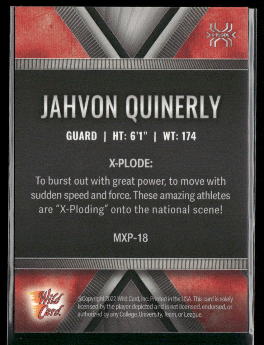 Jahvon Quinerly 2022 Wild Card Matte X-Plode White/Red X #MXP-18 SN