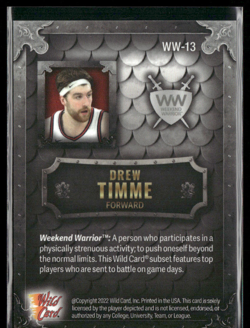 Drew Timme 2022 Wild Card Matte Weekend Warrior Silver/White/Red #WW-13 SN back