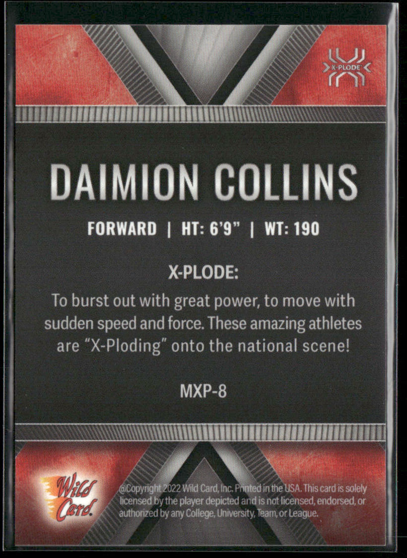 Daimion Collins 2022 Wild Card Matte X-Plode White/Red X #MXP-8 SN