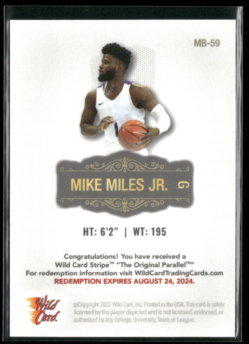 Mike Miles 2022 Wild Card Matte 10 Stripe Black #MB-59 SN TCU Horned Frogs
