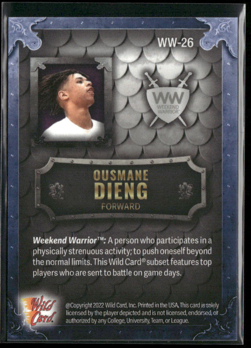 Ousmane Dieng 2022 Wild Card Matte Weekend Warrior Cobalt/White/Purple #WW-26 SN