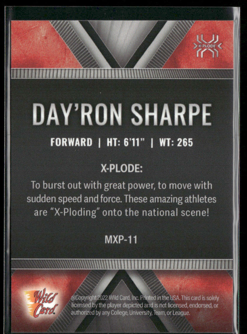 Day'Ron Sharpe 2022 Wild Card Matte X-Plode White/Red X #MXP-11 SN