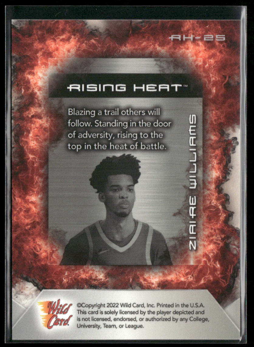Ziaire Williams 2022 Wild Card Matte Rising Heat White/Red #RH-25 SN Grizzlies