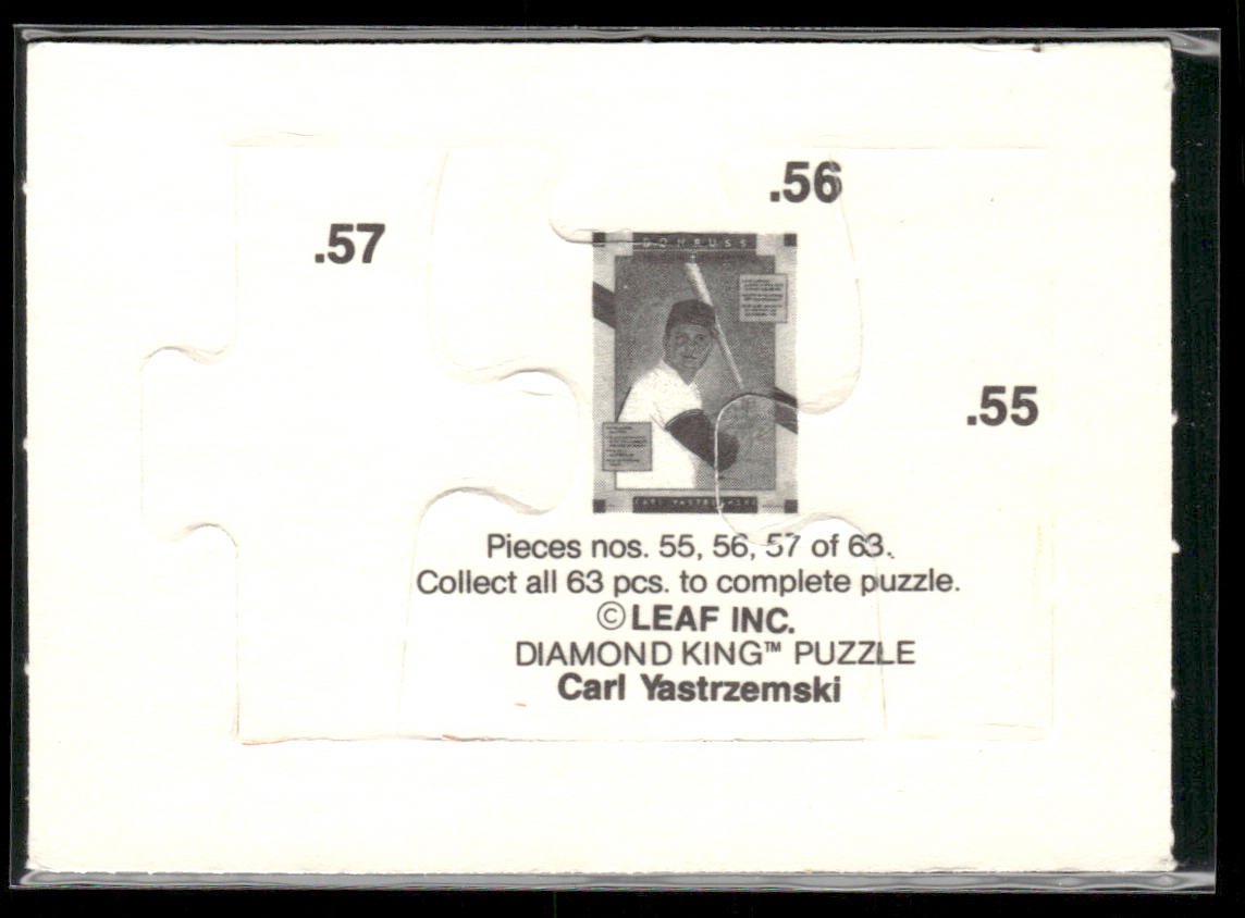 Carl Yastrzemski 1990 Donruss Carl Yastrzemski Puzzle #55-57 Boston Red Sox back