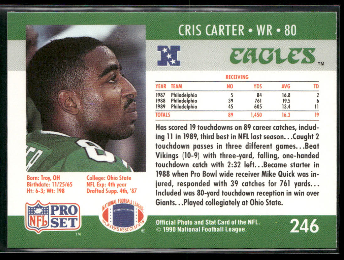 Cris Carter 1990 Pro Set #246 Philadelphia Eagles back