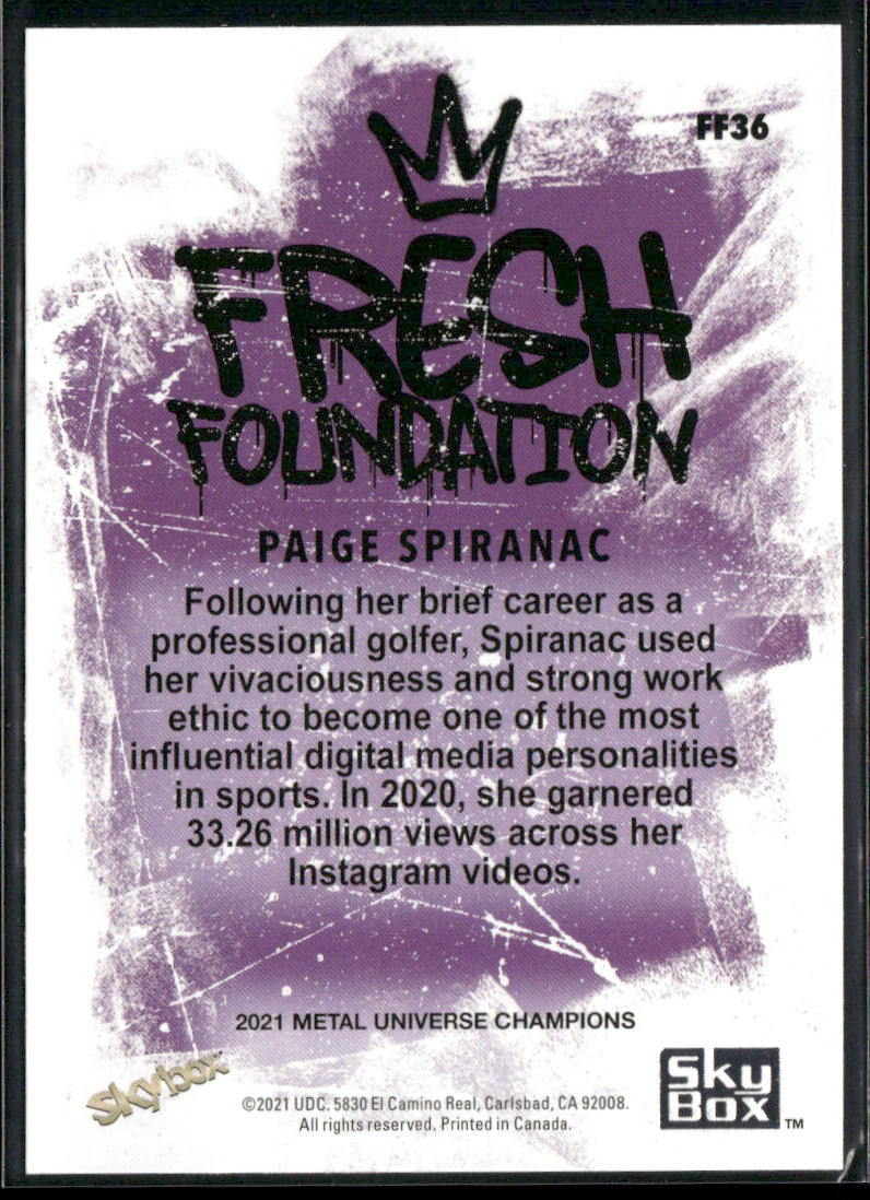 Paige Spiranac 2021 SkyBox Metal Universe Champions Fresh Foundation #FF36
