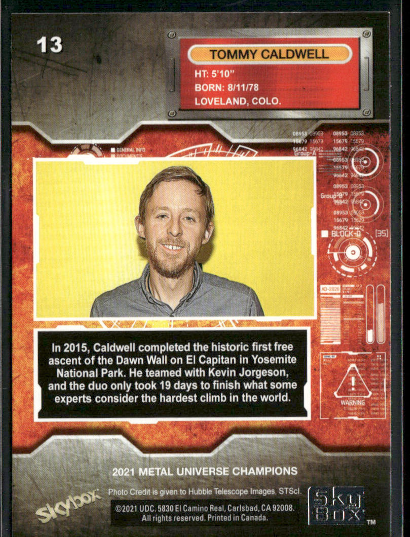Tommy Caldwell 2021 SkyBox Metal Universe Champions #13