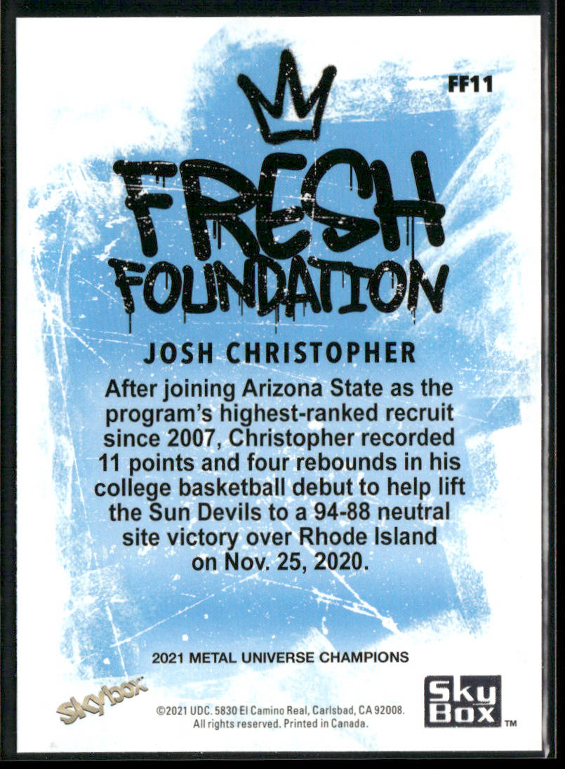 Josh Christopher 2021 SkyBox Metal Universe Fresh Foundation Copper #FF11