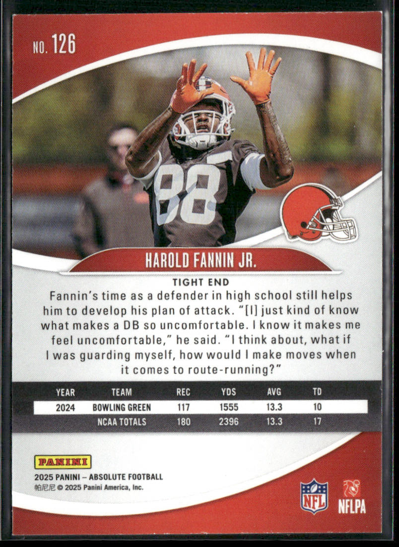 Harold Fannin Jr. 2025 Panini Absolute Retail #126 RC Cleveland Browns