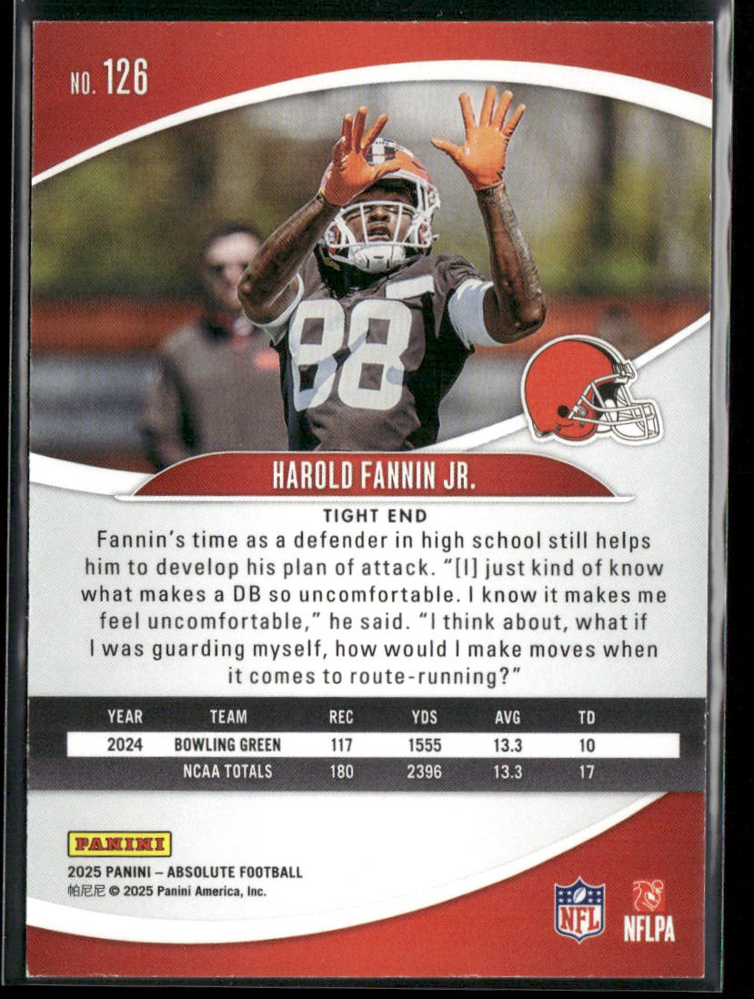 Harold Fannin Jr. 2025 Panini Absolute Retail #126 RC Cleveland Browns back
