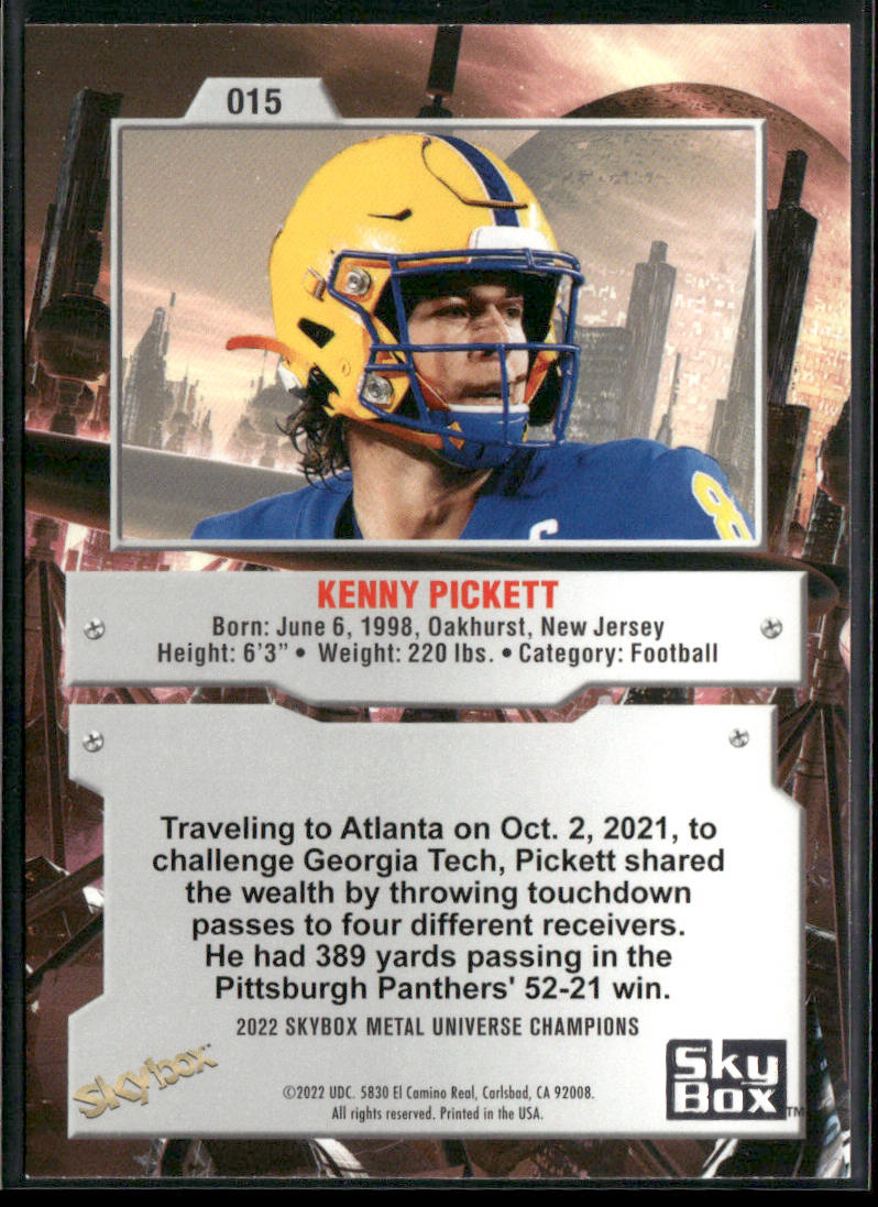 Kenny Pickett 2022 SkyBox Metal Universe Champions #015 back