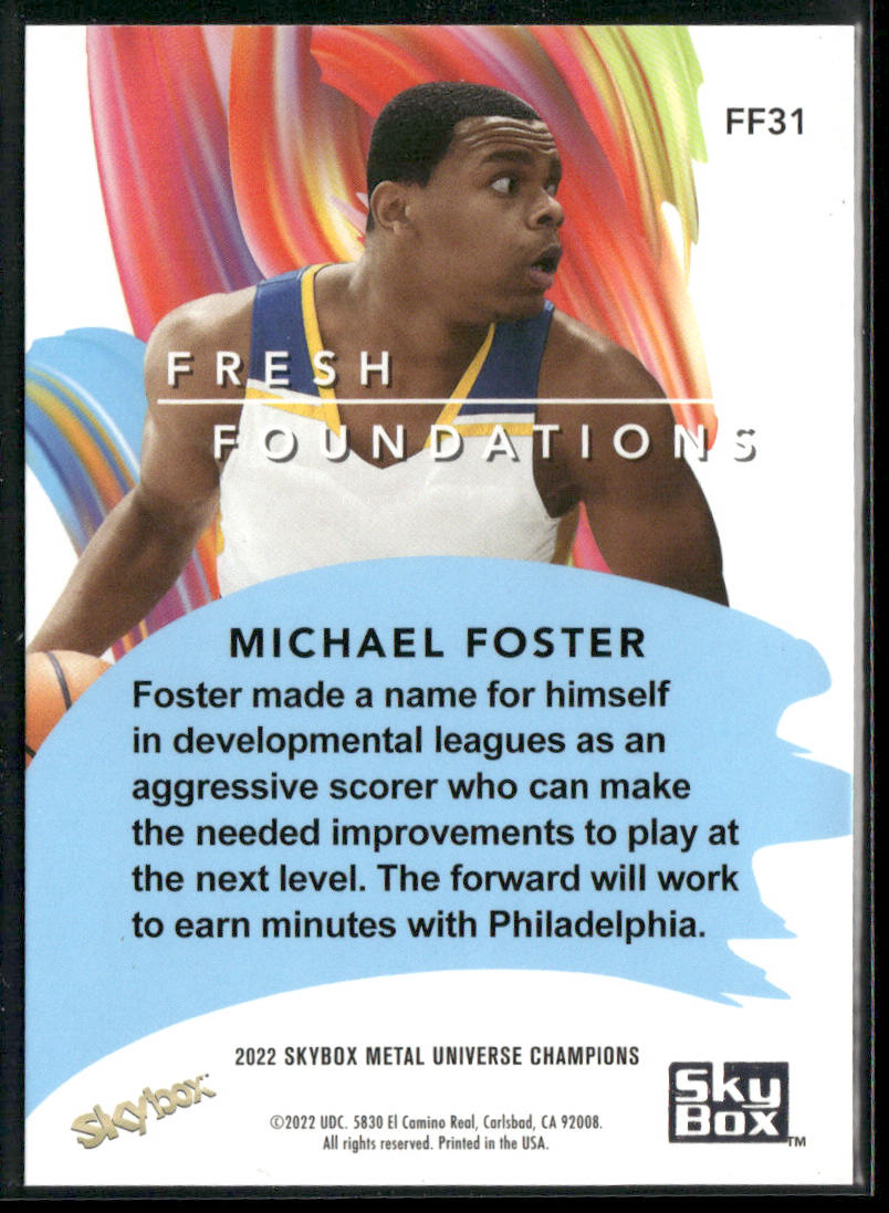 Michael Foster 2022 SkyBox Metal Universe Champions Fresh Foundations #FF31 back